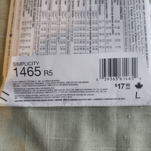 Simplicity 1465 UNCUT Skirt 2 Lengths Front Trim Variations Misses 14 - 22 - Picture 4 of 4